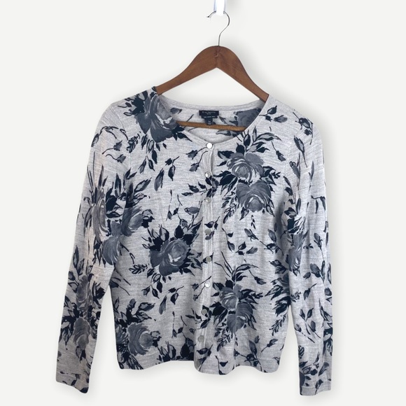Talbots Pure Merino Wool Charming Cardigan Floral - Picture 3 of 6